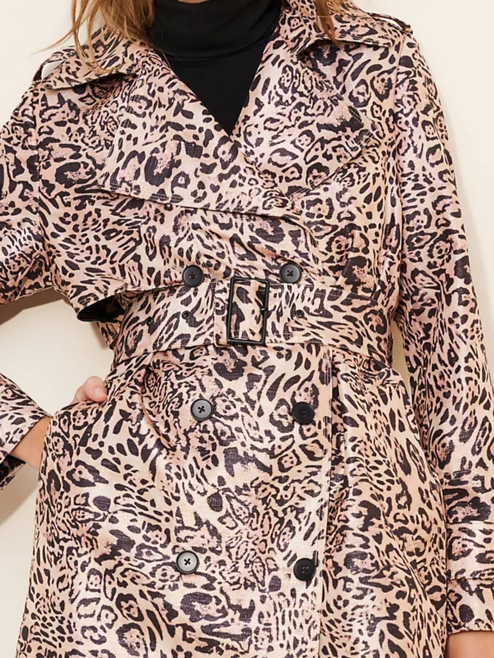 Hutch Neatlic Leopard-Print Trench Coat Medium